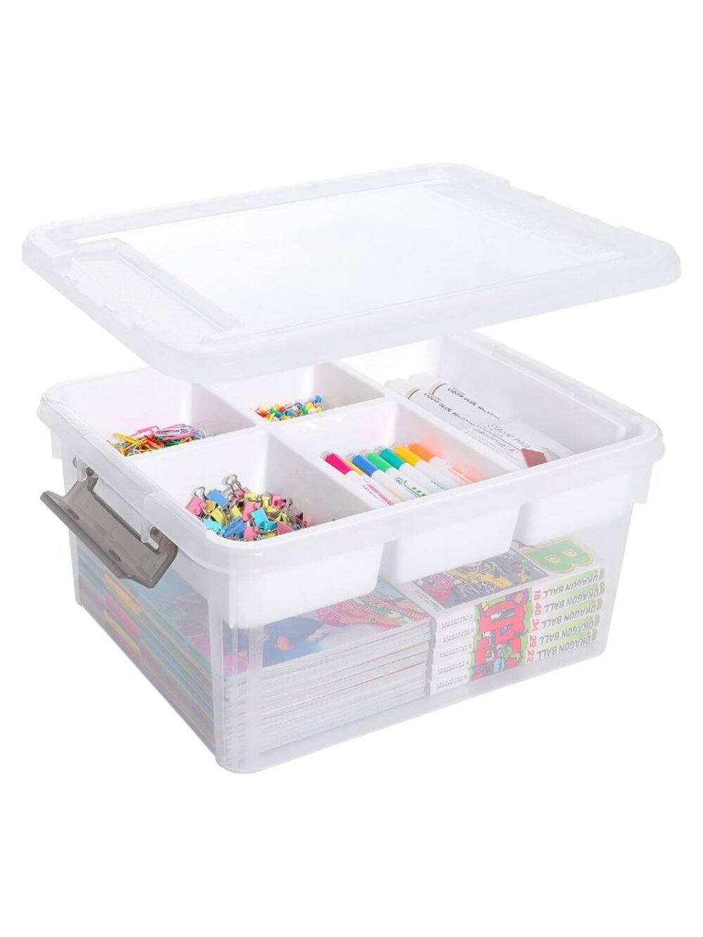 17QT Clear Craft Storage Box Removable Tray Plastic Organizer